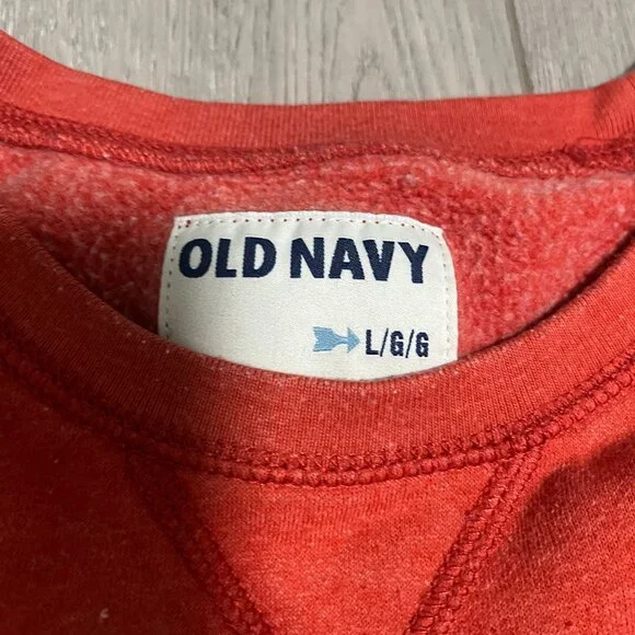Old Navy Mens Crew Neck Coral Red/Orange Long Sleeve Sweater L Size Large - Picture 2 of 6